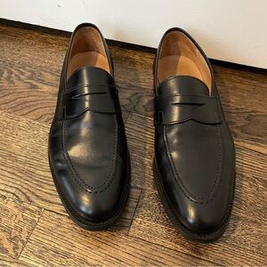 Crockett & Jones Sydney Black Leather Slip-On Penny Loafers shoes